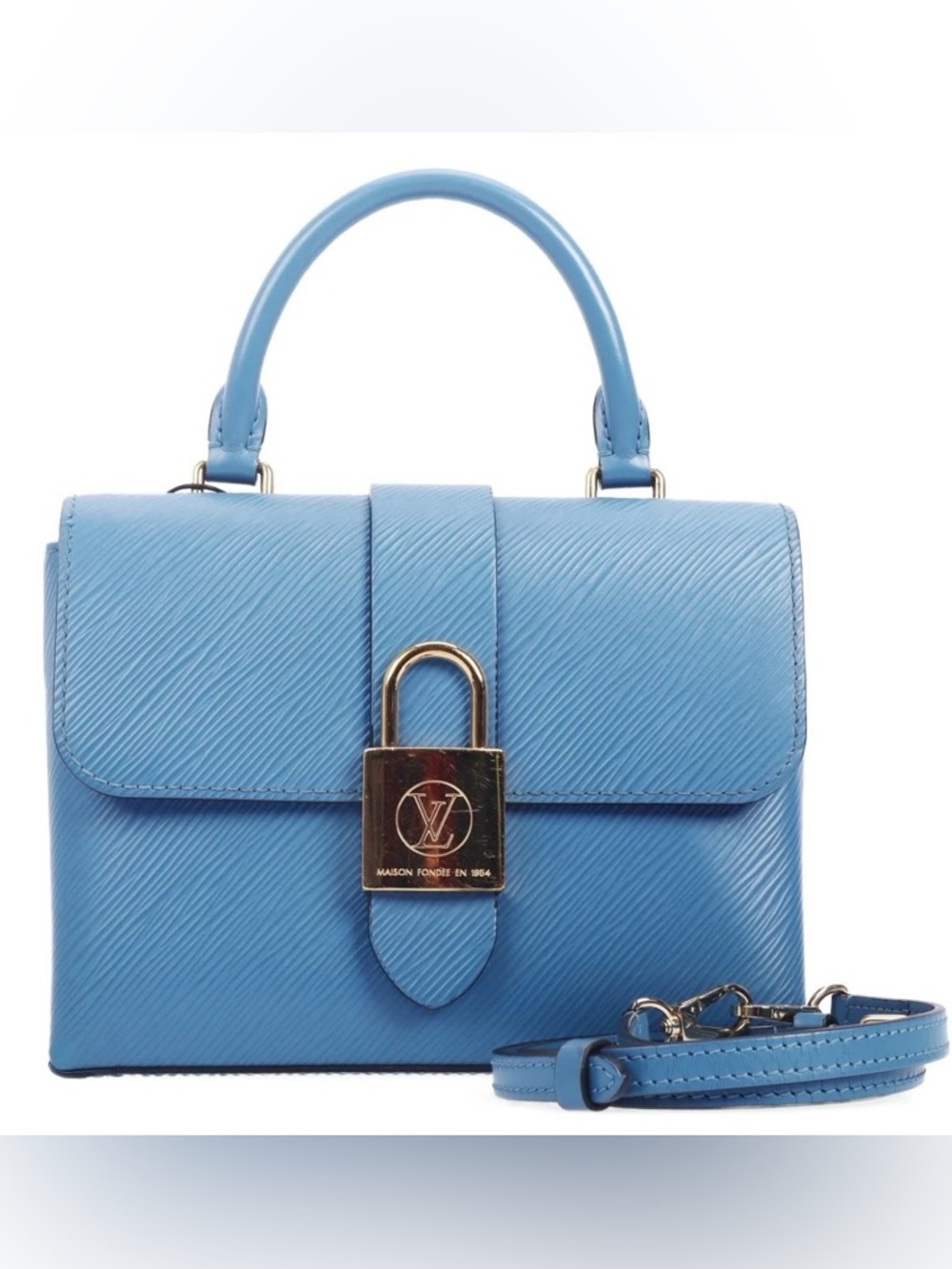 Louis Vuitton Sky Blue Locky Epi Leather Satchel Handbag